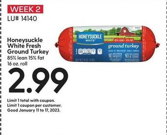 Hy-Vee Honeysuckle white fresh ground turkey offer