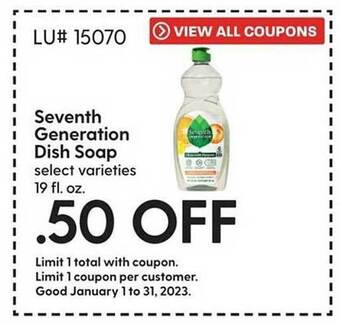 Hy-Vee Seventh generation dish soap offer
