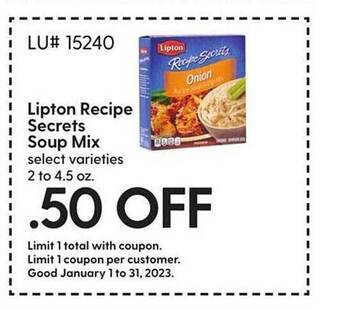 Hy-Vee Lipton recipe secrets soup mix offer