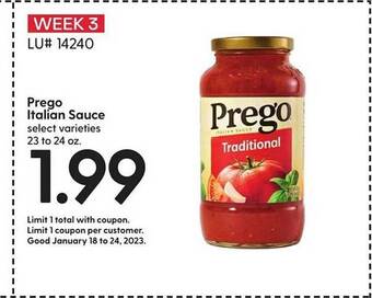 Hy-Vee Prego italian sauce offer