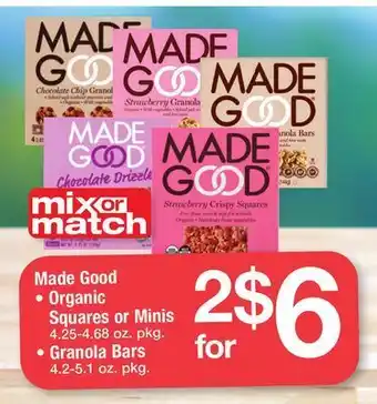 ACME Made good organic squares or minis 4.25-4.68 oz. pkg., granola bars 4.2-5.1 oz. pkg. offer