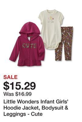 Kmart Little wonders infant girls' hoodie jacket, bodysuit & leggings - cute offer
