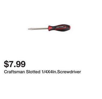 Kmart Craftsman slotted 1/4x4in.screwdriver offer