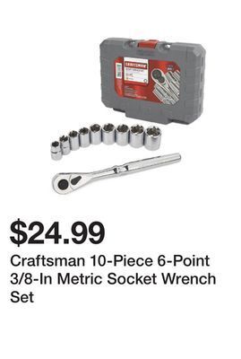 Kmart Craftsman 10-piece 6-point 3/8-in metric socket wrench set offer