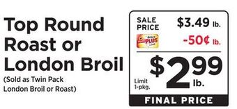 ShopRite Top round roast or london broil offer