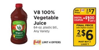 ShopRite 100% vegetable juice offer
