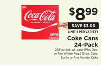 ShopRite Coke cans 24-pack offer