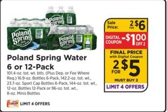 ShopRite Water 6 or 12-pack offer