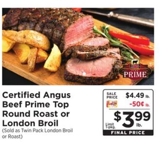ShopRite Prime top round roast or london broil offer
