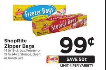 ShopRite Zipper bags offer