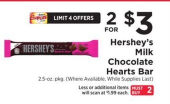 ShopRite Milk chocolate hearts bar offer