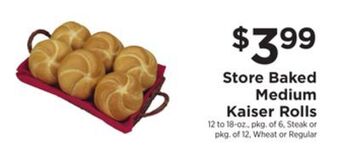 ShopRite Store baked medium kaiser rolls offer