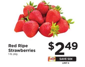 ShopRite Red ripe strawberries offer