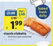 Lidl Classic ciabatta offer