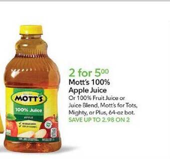 Publix Mott's 100% apple juice offer