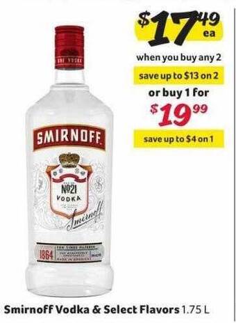 Winn Dixie Smirnoff vodka & select flavors offer