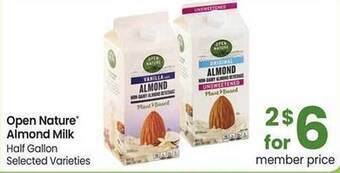 Albertsons Open nature almond milk offer