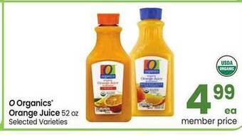 Albertsons O organics orange juice offer