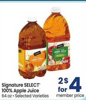 Albertsons Signature select 100% apple juice offer