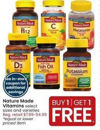 Albertsons Nature made vitamins offer