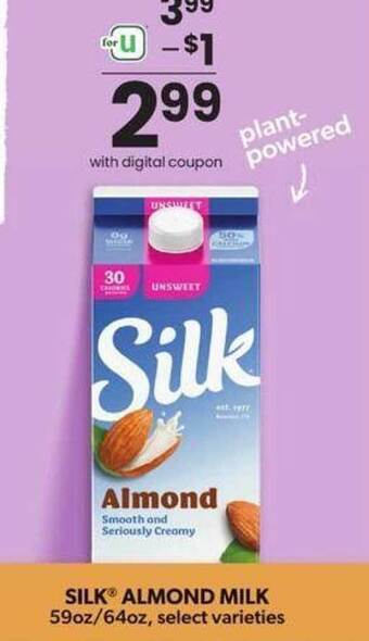 Albertsons Silk almond milk offer