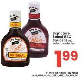 Albertsons Signature select bbq sauce offer