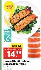 Lidl Frozen atlantic salmon, skin on, family-size offer