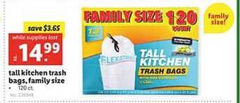 Lidl Tall kitchen trash bags, family size offer