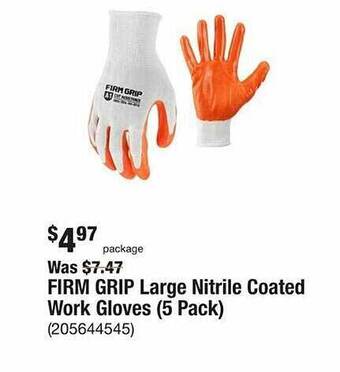 The Home Depot Firm grip large nitrile coated work gloves (5 pack) offer