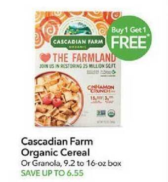 Publix Cascadian farm organic cereal offer