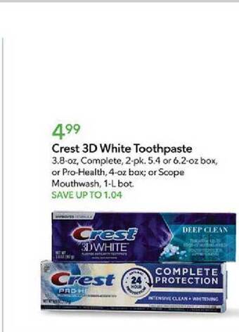 Publix Crest 3d white toothpaste offer