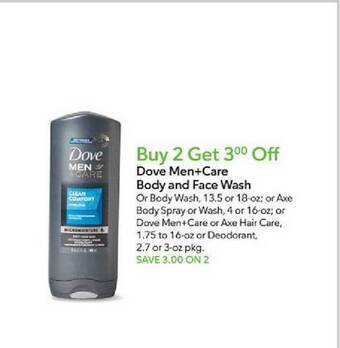 Publix Dove men+care body and face wash offer