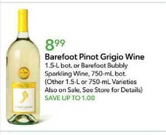 Publix Barefoot pinot grigio wine offer