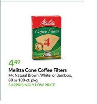 Publix Melitta cone coffee filters offer