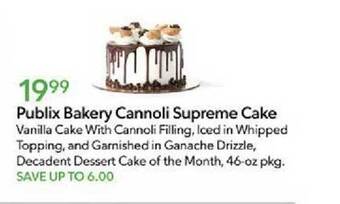 Publix Publix bakery cannoli supreme cake offer