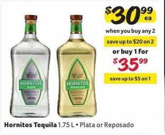Winn Dixie Hornitos tequila plata or reposado offer