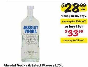 Winn Dixie Absolut vodka & select flavors offer