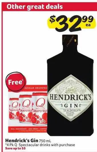 Winn Dixie Hendrick's gin 4pk q spectacular drinks with purchase offer