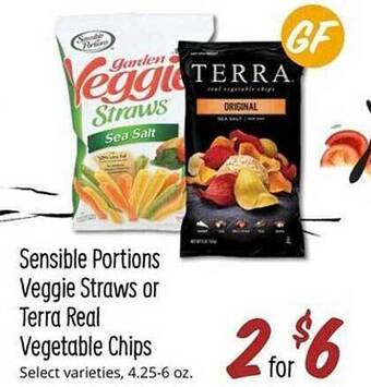 Sprouts Farmers Market Sensible portions veggie straws or terra real vegetable chips offer