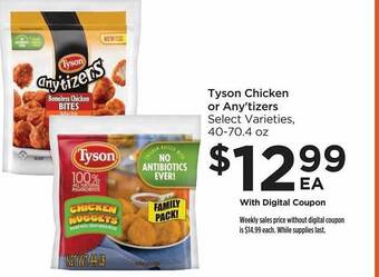 Food 4 Less Tyson chicken or any-tizers offer