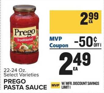 Food Lion Prego pasta sauce offer