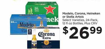 Food 4 Less Modelo, corona, heineken or stella artois offer