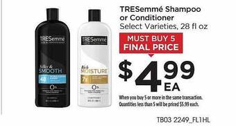 Food 4 Less Tresemmé shampoo or conditioner offer