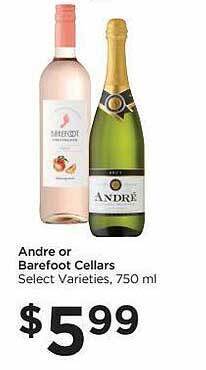 Food 4 Less Andre or barefoot cellars offer