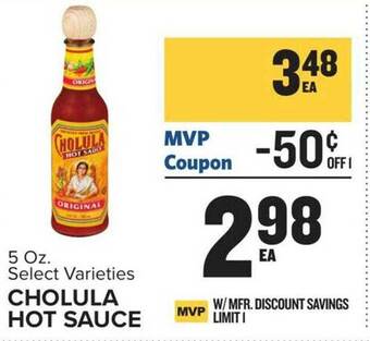 Food Lion Cholula hot sauce offer