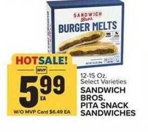 Food Lion Sandwich bros, pita snack sandwiches offer
