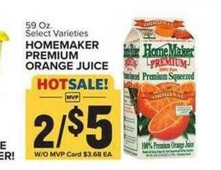 Food Lion Homemaker premium orange juice offer