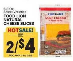 Food Lion Food lion natural cheese slices offer