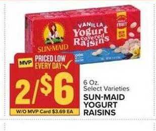 Food Lion Sun-maid yogurt raisins offer