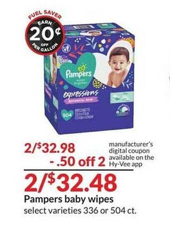 Hy-Vee Pampers baby wipes offer